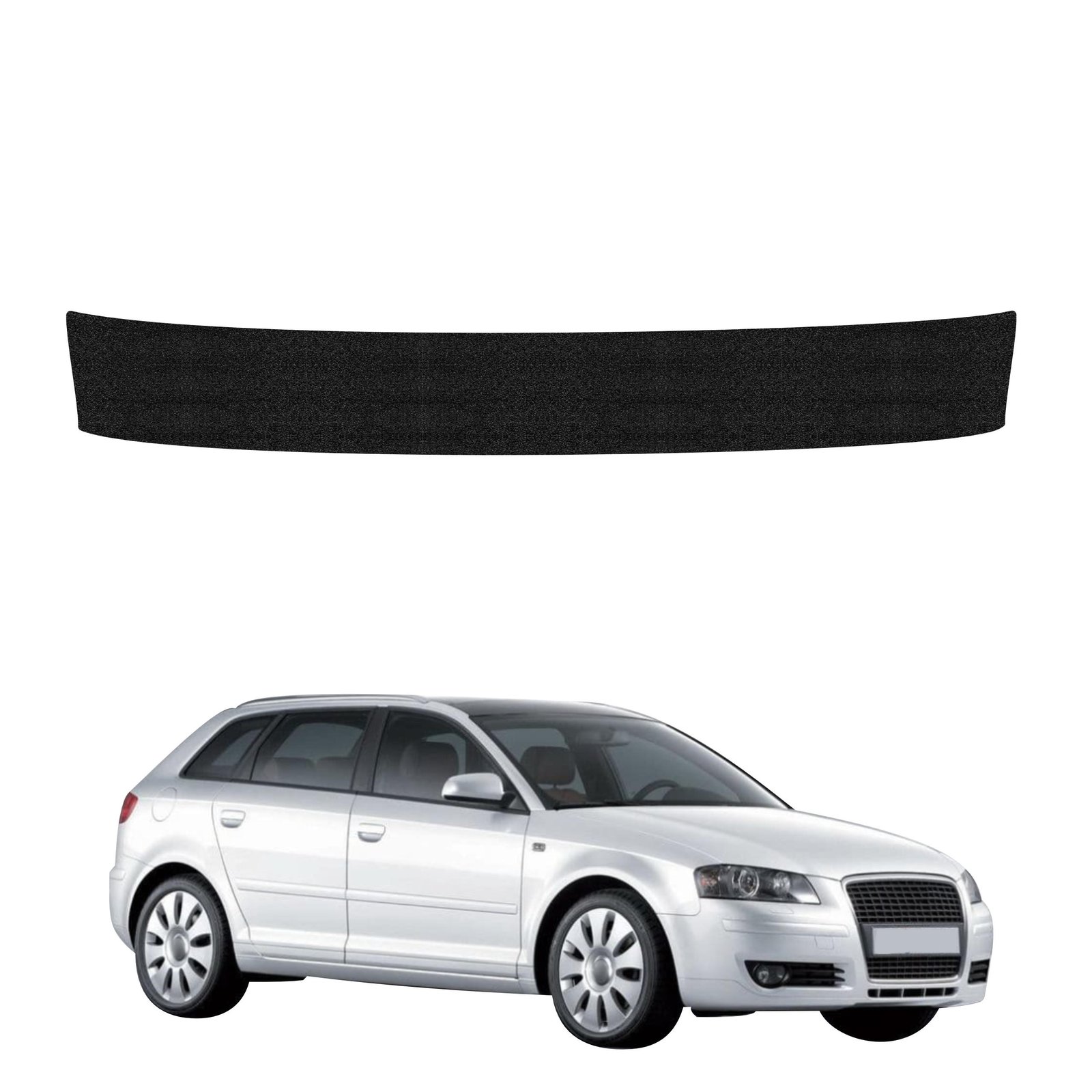 Juoda techninė apsauginė danga bagažinės slenksčiui Audi A3 8P hečbekas 5D (2008-2012) GRIZZ HeavyDuty Black