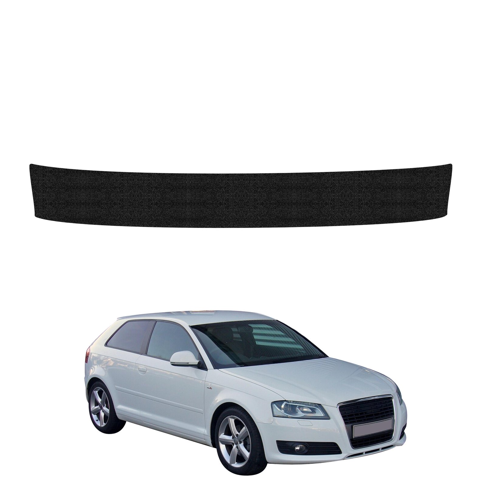 Juoda techninė apsauginė danga bagažinės slenksčiui Audi A3 8P hečbekas 3D (2003-2008) GRIZZ HeavyDuty Black