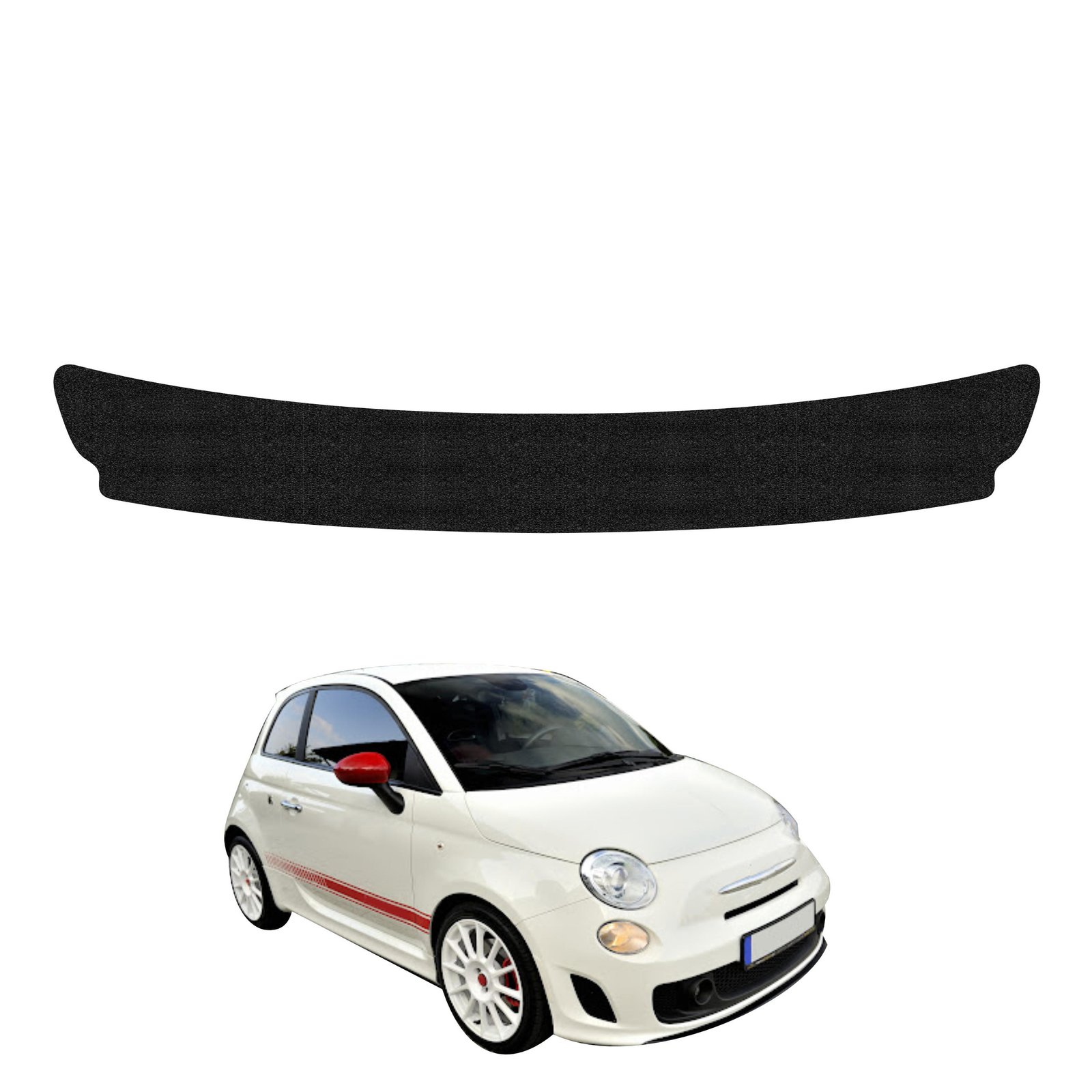 Juoda techninė apsauginė danga bagažinės slenksčiui Abarth 500 (2016-2023) GRIZZ HeavyDuty Black