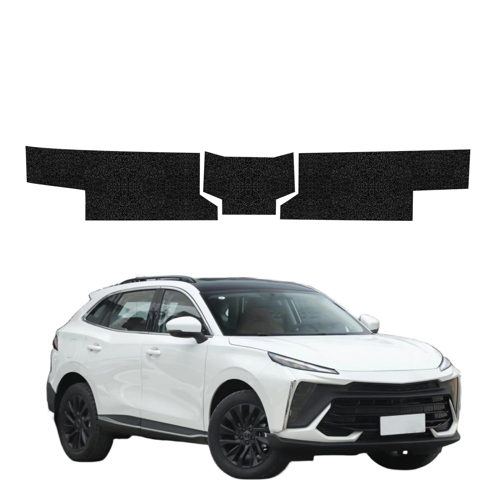 Komplektas 3w1 Juoda techninė apsauginė danga bagažinės slenksčiui Forthing T5 Evo (2024-2026) GRIZZ HeavyDuty Black
