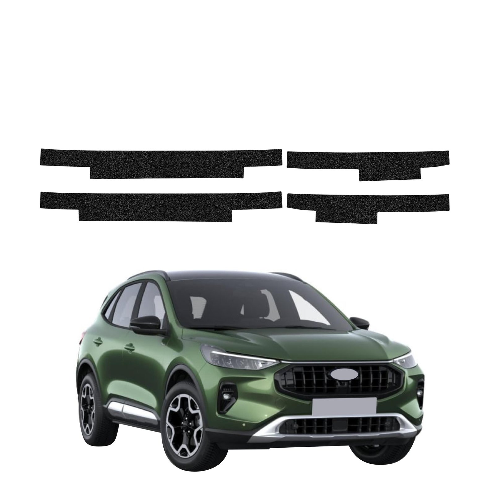 Komplektas 4w1 Juoda techninė apsauginė danga slenksčiams Ford Kuga Titanium Facelift (2024-2026) GRIZZ HeavyDuty Black