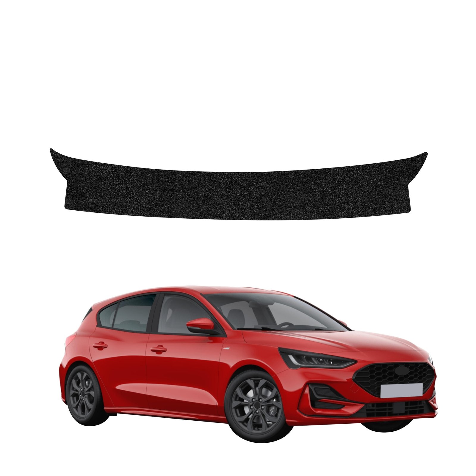 Juoda techninė apsauginė danga bagažinės slenksčiui Ford Focus ST-Line X hečbekas Facelift (2021-2025) GRIZZ HeavyDuty Black