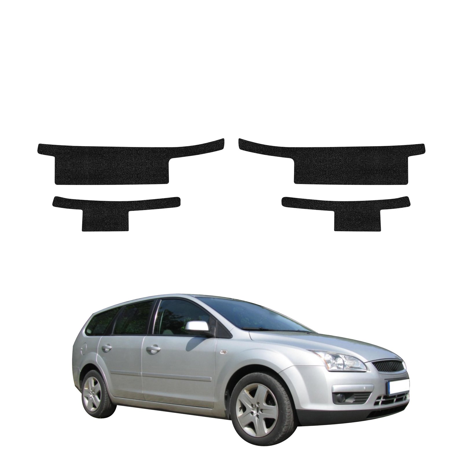 Komplektas 4w1 Juoda techninė apsauginė danga slenksčiams Ford Focus Mk2 universalas (2004-2007) GRIZZ HeavyDuty Black