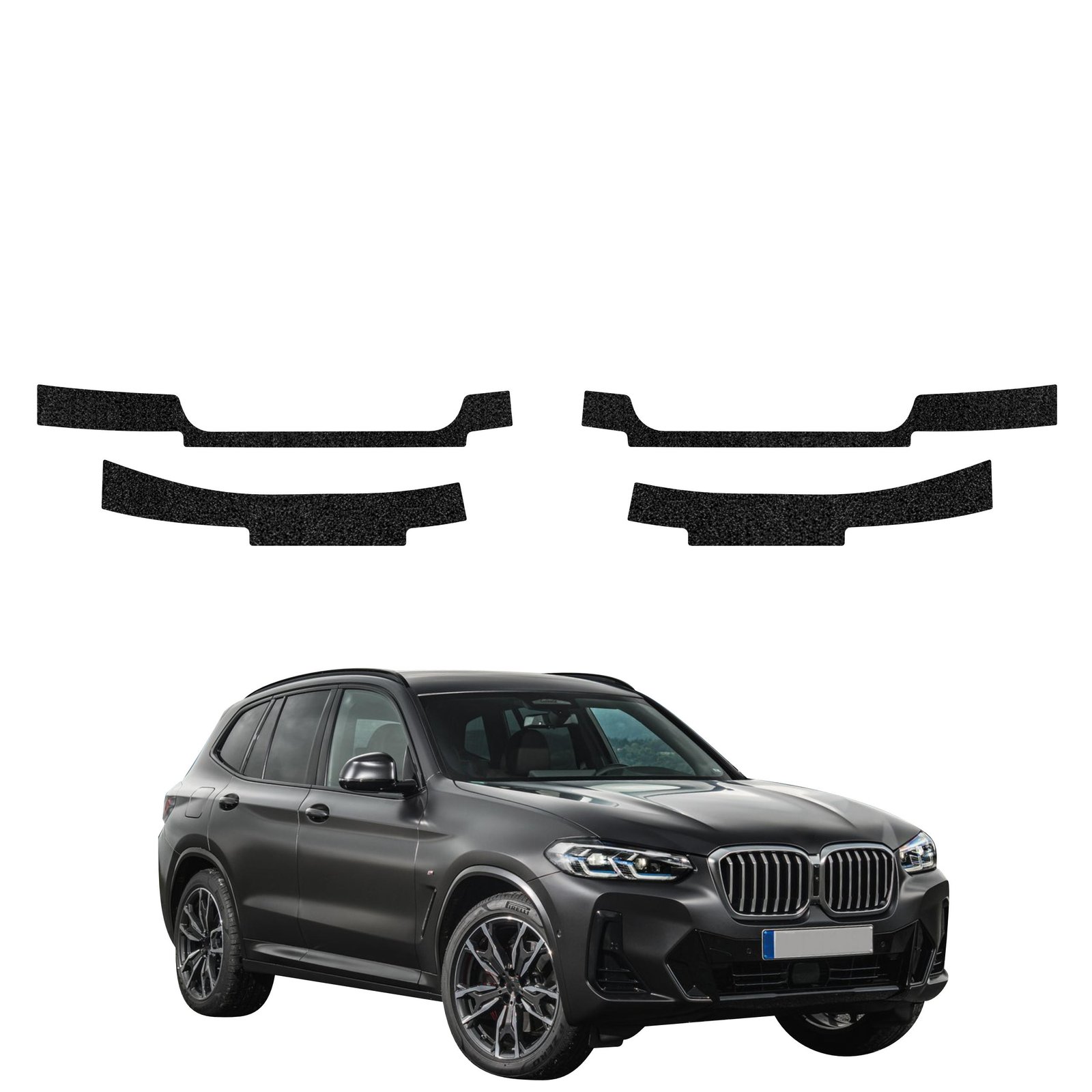 Komplektas 4w1 Juoda techninė apsauginė danga slenksčiams BMW X3 (2021-2024) GRIZZ HeavyDuty Black