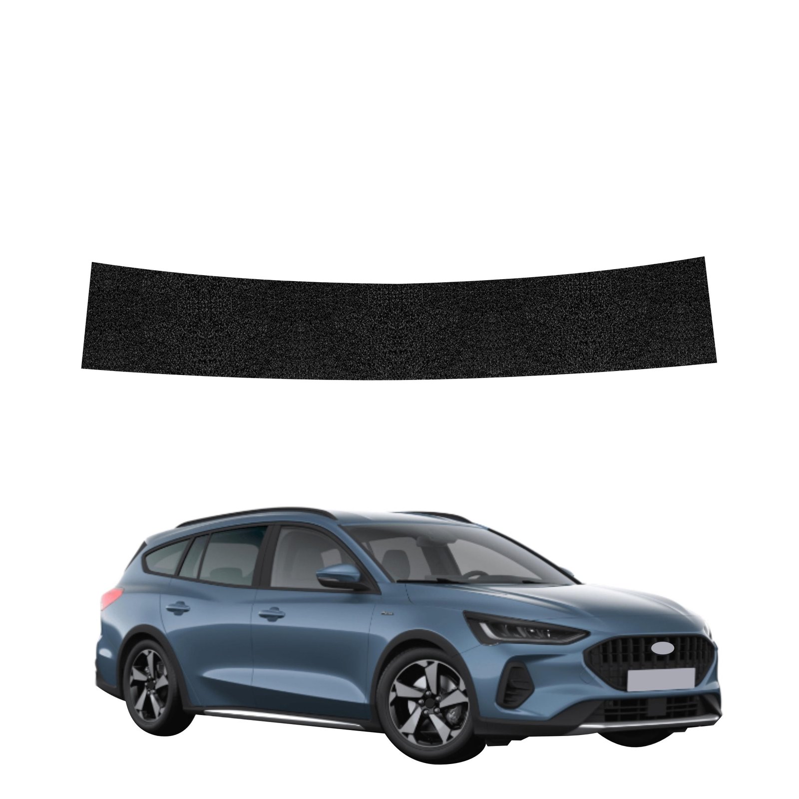 Juoda techninė apsauginė danga bagažinės slenksčiui Ford Focus Active X universalas Facelift (2021-2025) GRIZZ HeavyDuty Black