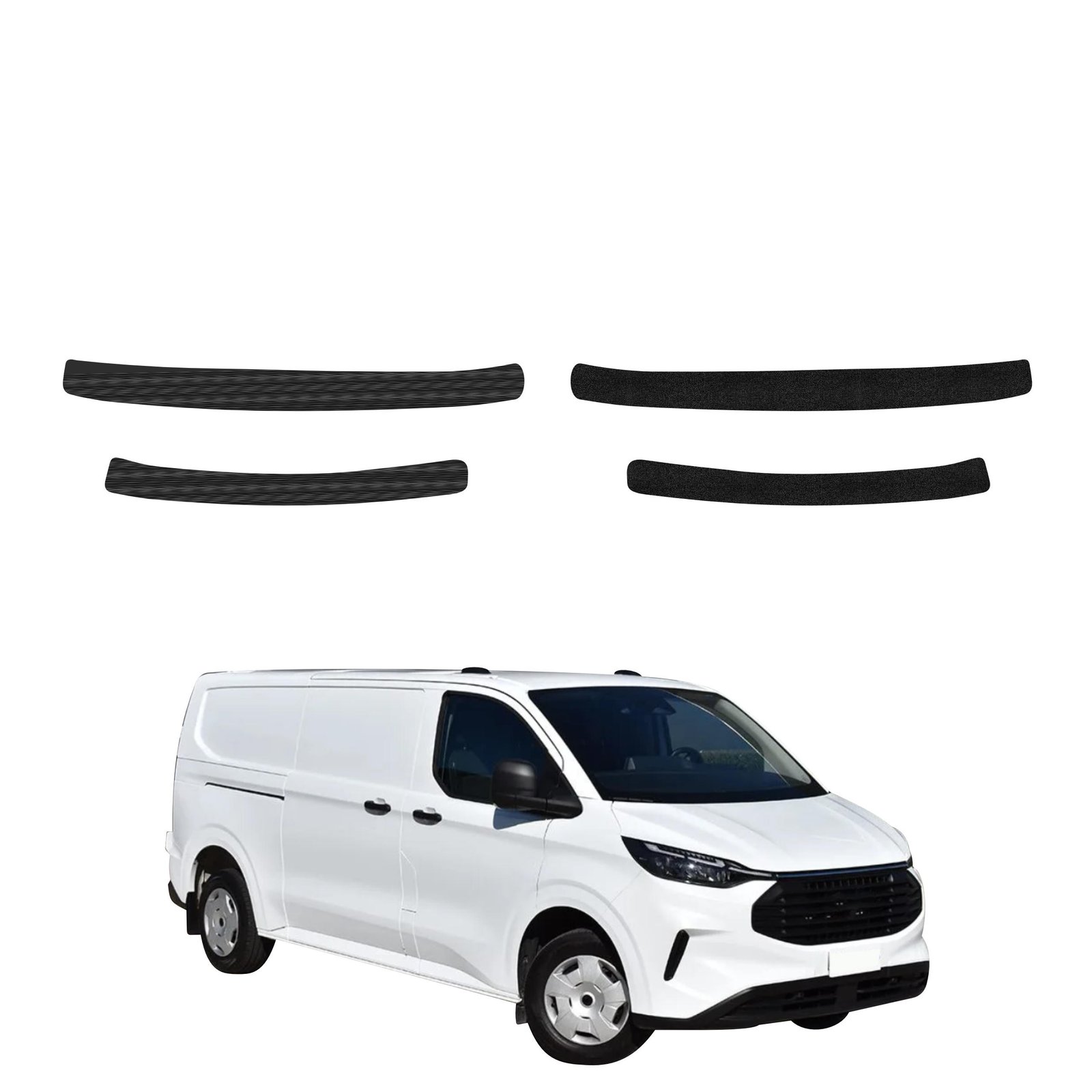 Komplektas 4w1 Juoda techninė apsauginė danga slenksčiams Ford Custom (2023-2026) GRIZZ HeavyDuty Black