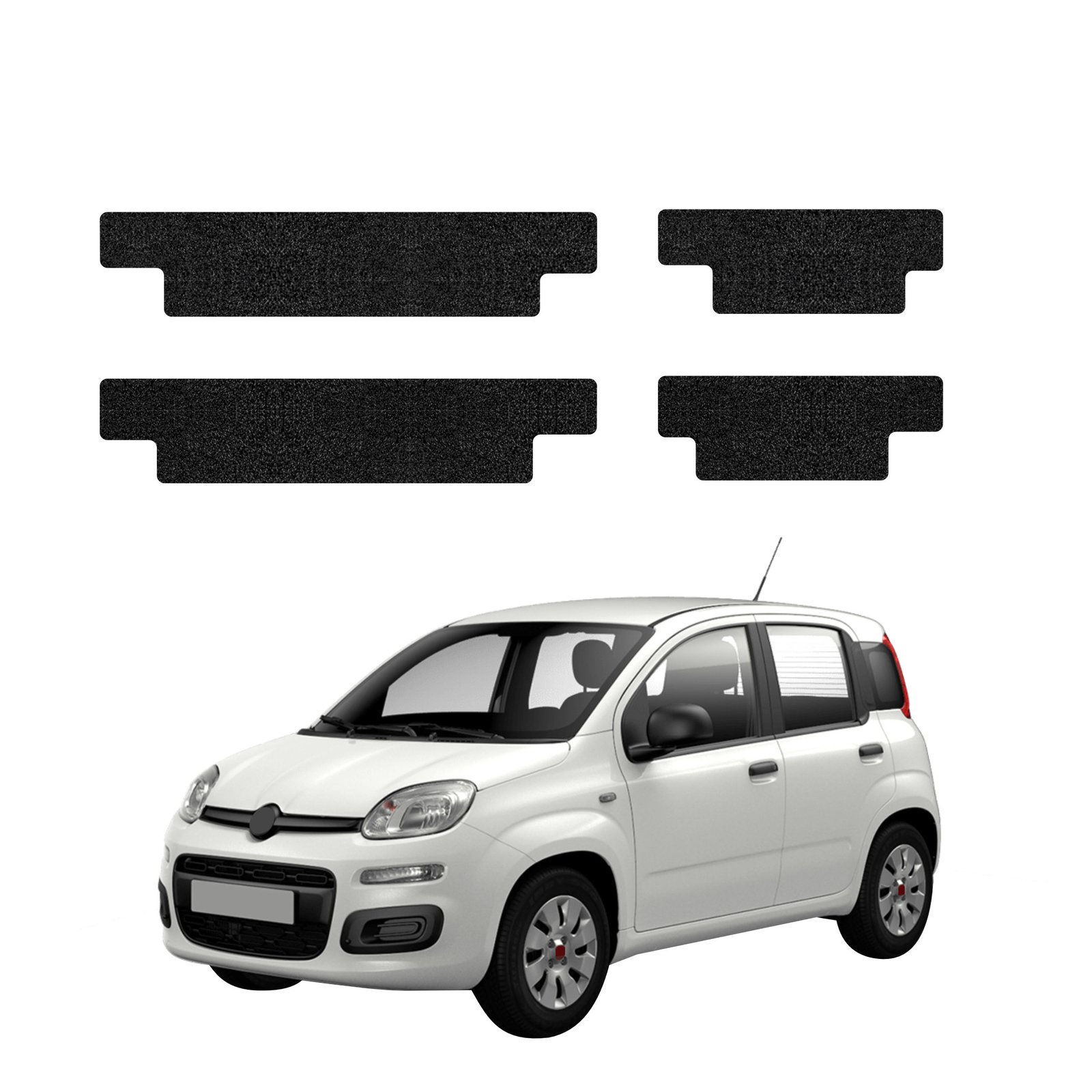 Komplektas 4w1 Juoda techninė apsauginė danga slenksčiams Fiat Panda (2020-2026) GRIZZ HeavyDuty Black