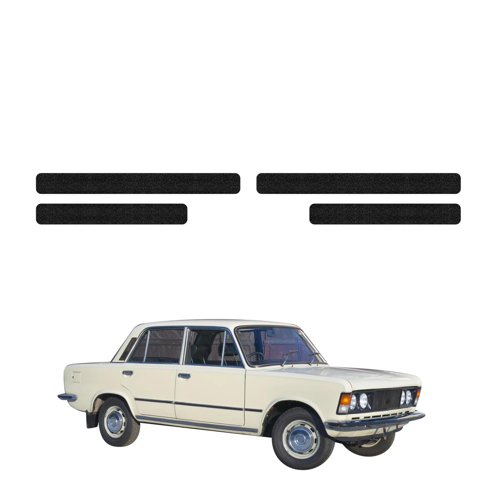 Komplektas 4w1 Juoda techninė apsauginė danga slenksčiams Fiat 125P (1967-1991) GRIZZ HeavyDuty Black