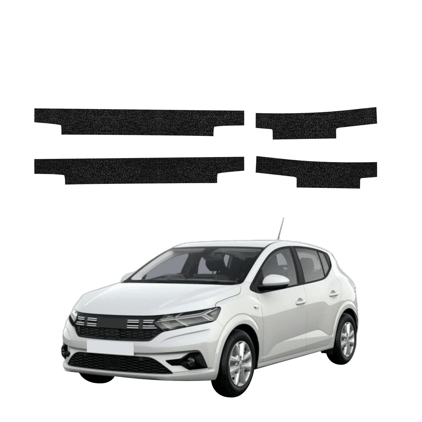 Komplektas 4w1 Juoda techninė apsauginė danga slenksčiams Dacia Sandero (2020-2026) GRIZZ HeavyDuty Black