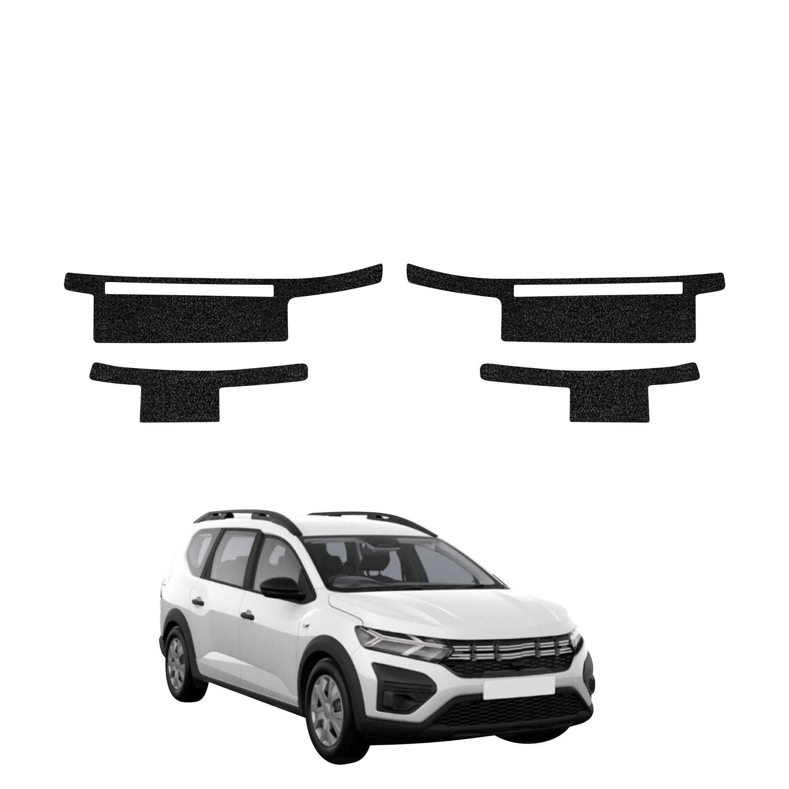 Komplektas 4w1 Juoda techninė apsauginė danga slenksčiams Dacia Jogger (2022-2026) GRIZZ HeavyDuty Black