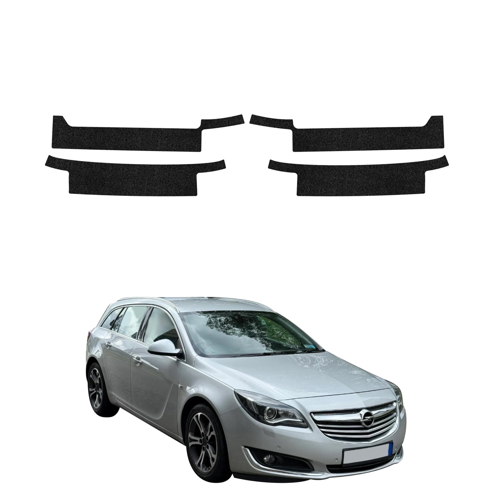 Komplektas 4w1 Juoda techninė apsauginė danga slenksčiams Opel Insignia universalas Facelifting (2013-2017) GRIZZ HeavyDuty Black