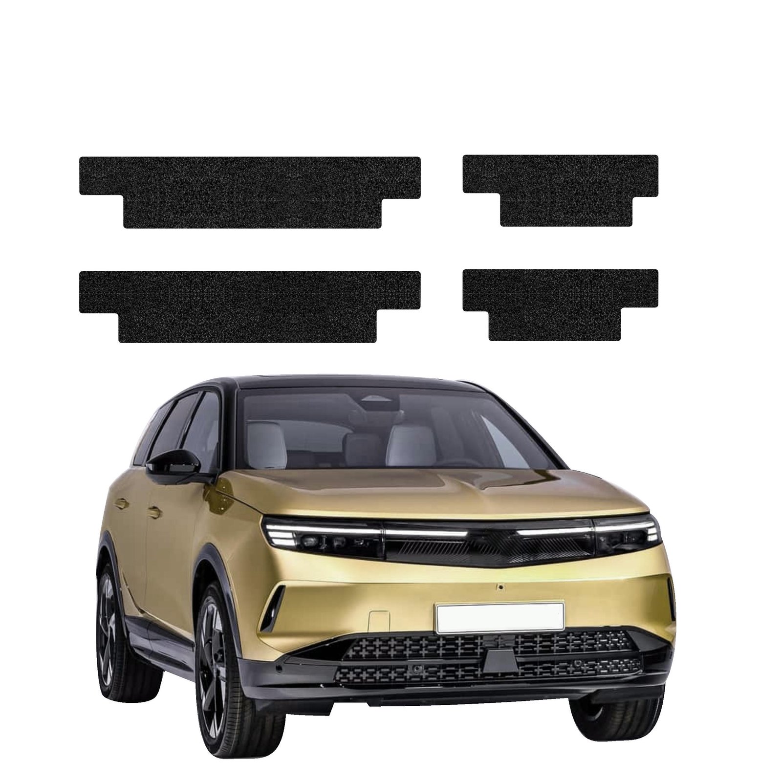 Komplektas 4w1 Juoda techninė apsauginė danga slenksčiams Opel Grandland (2025-2026) GRIZZ HeavyDuty Black