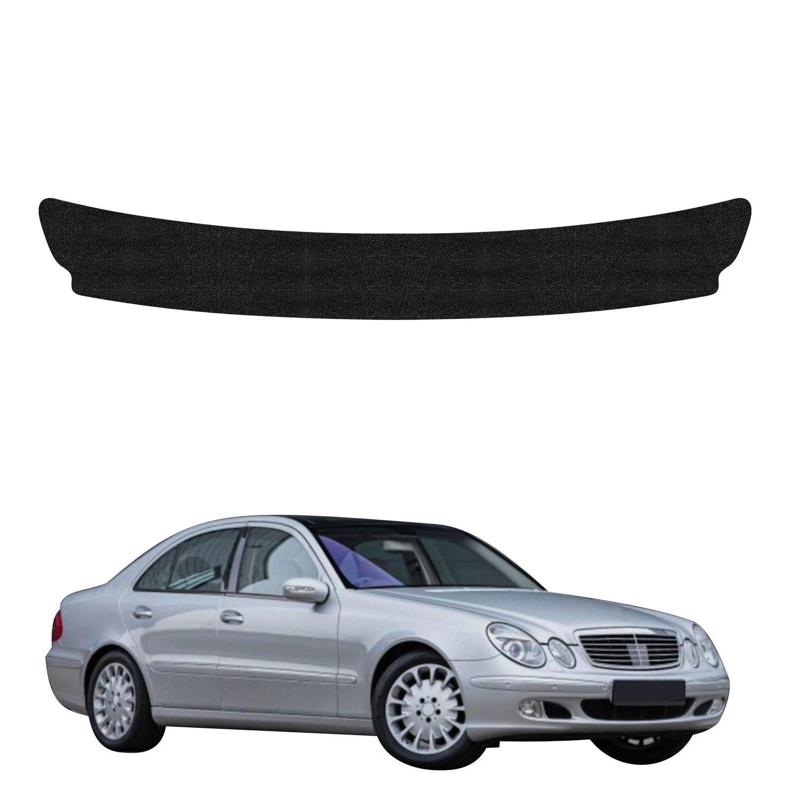 Juoda techninė apsauginė danga bagažinės slenksčiui Mercedes Benz E Klasa W211 Sedan (2002-2009) GRIZZ HeavyDuty Black