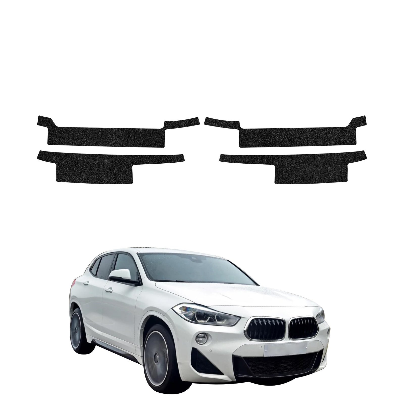 Komplektas 4w1 Juoda techninė apsauginė danga slenksčiams BMW X2 (2017-2023) GRIZZ HeavyDuty Black