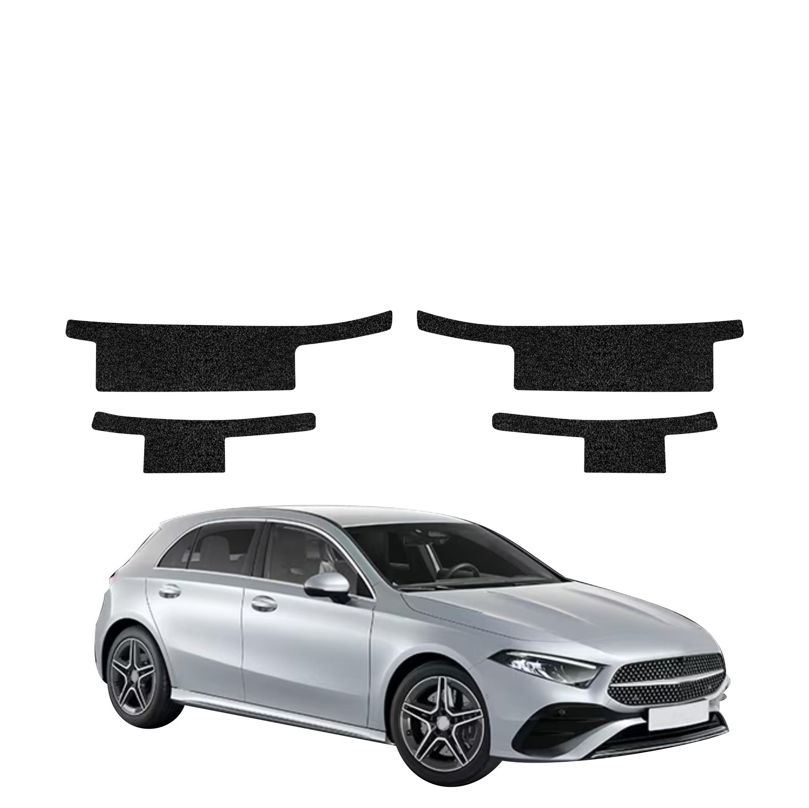 Komplektas 4w1 Juoda techninė apsauginė danga slenksčiams Mercedes A Klasa W177 (2018-2026) GRIZZ HeavyDuty Black