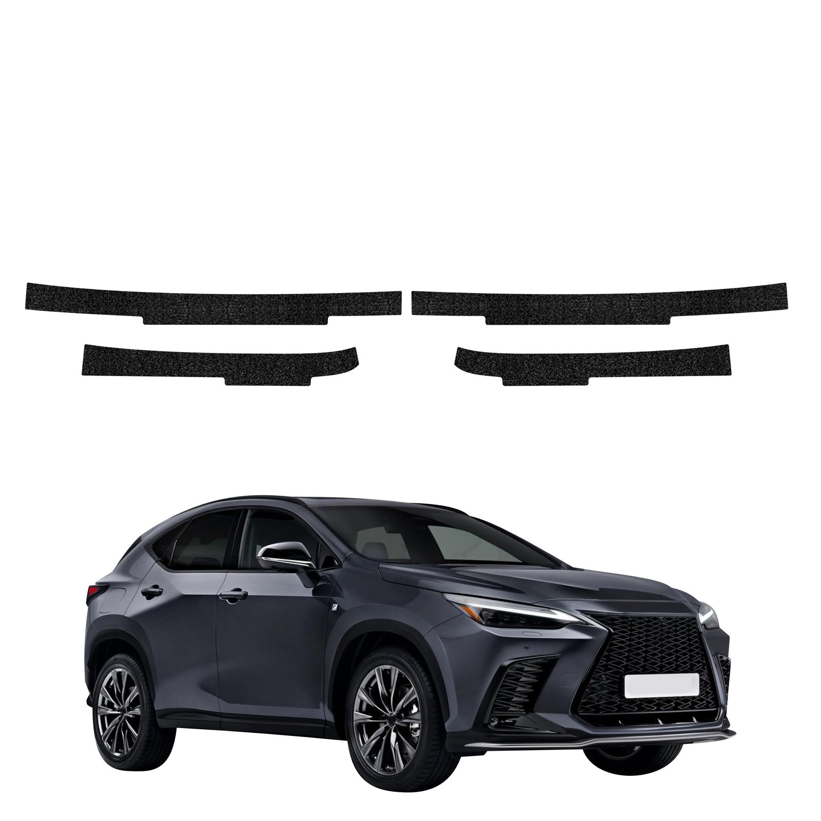 Komplektas 4w1 Juoda techninė apsauginė danga slenksčiams Lexus NX 350h (2021-2023) GRIZZ HeavyDuty Black