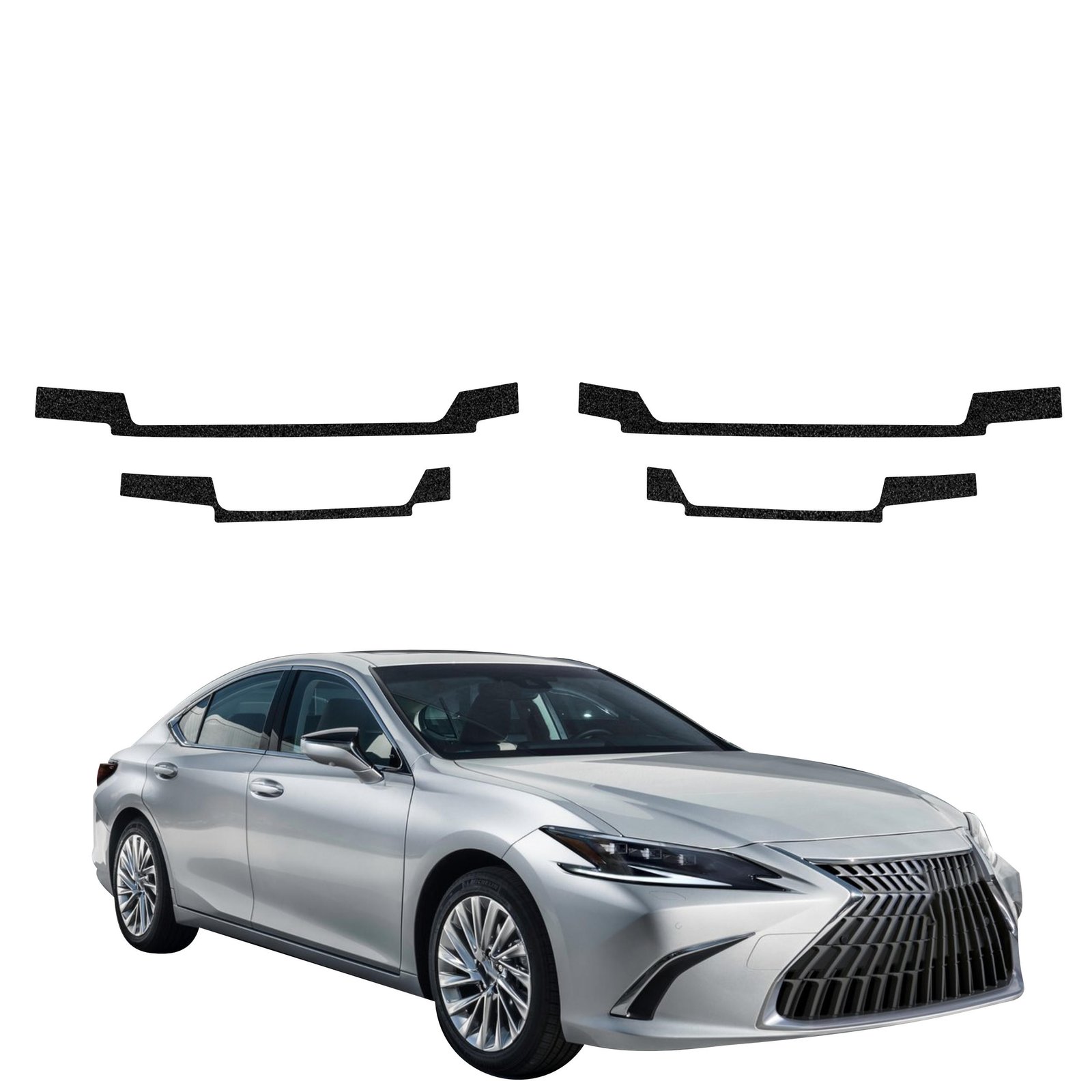Komplektas 4w1 Juoda techninė apsauginė danga slenksčiams Lexus ES 300h (2021-2024) GRIZZ HeavyDuty Black