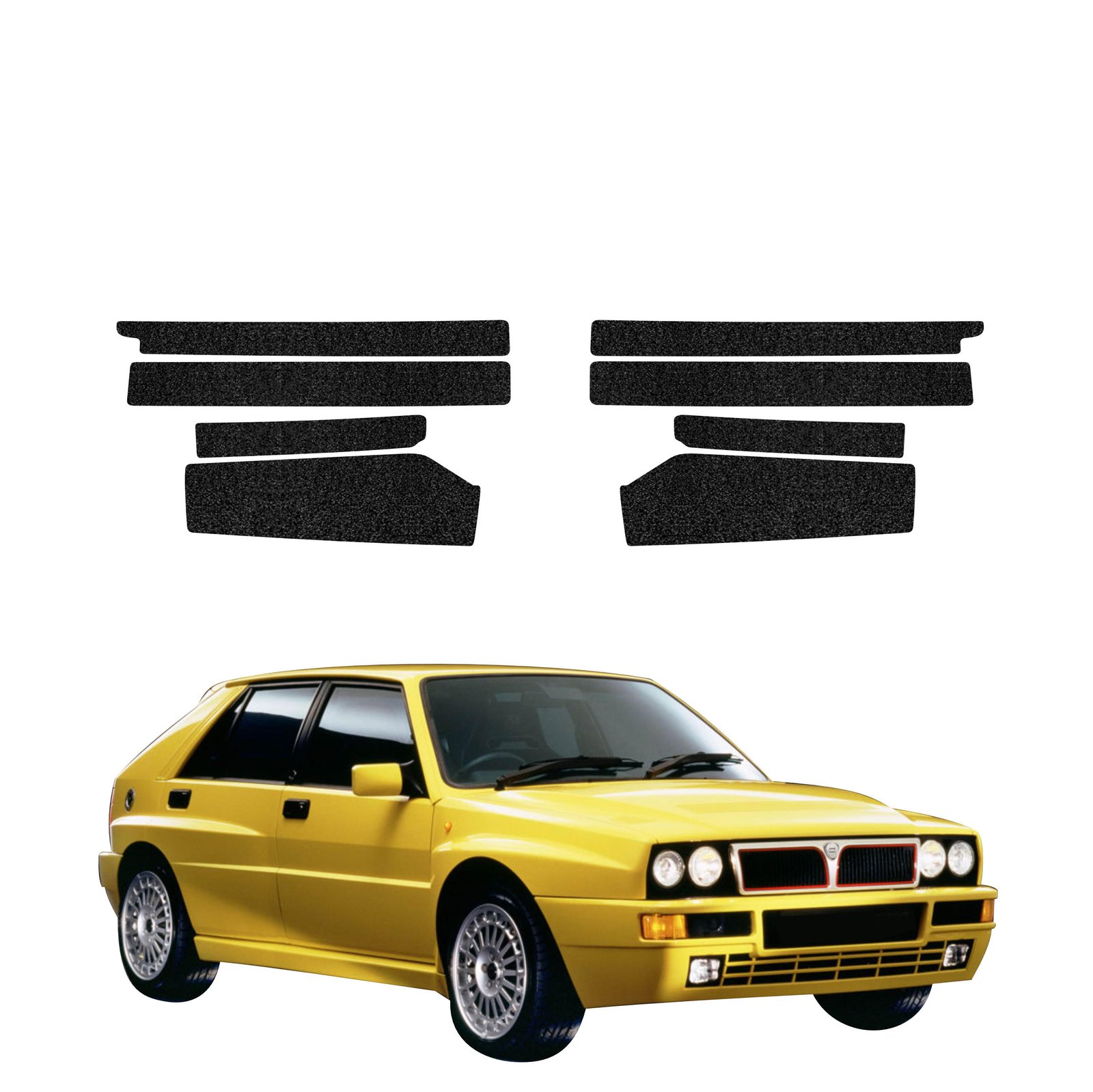 Komplektas 8w1 Juoda techninė apsauginė danga slenksčiams Lancia Delta Integrale (1992-1994) GRIZZ HeavyDuty Black